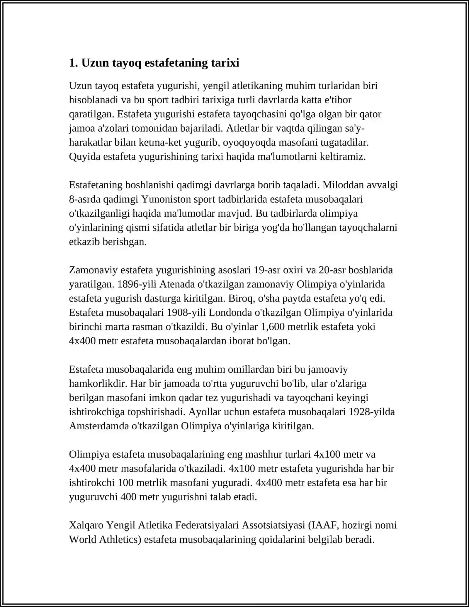 Uzun Tayoq Estafeda 3
