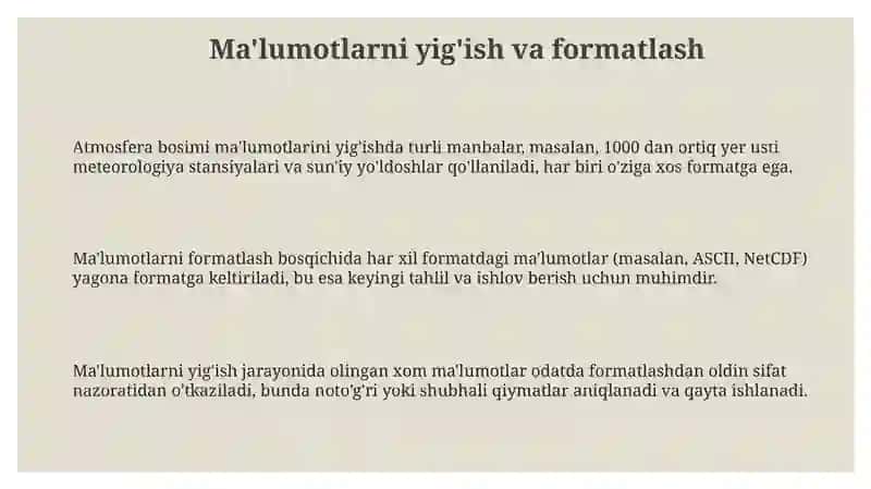 Atmosfera bosimi ma'lumotlarini boshlang'ich ishlovi 3