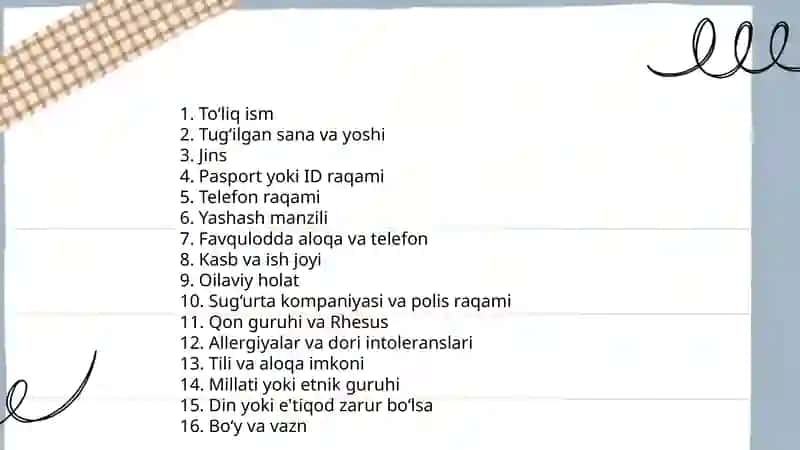 Kasallik Tarixini To'ldirish 3
