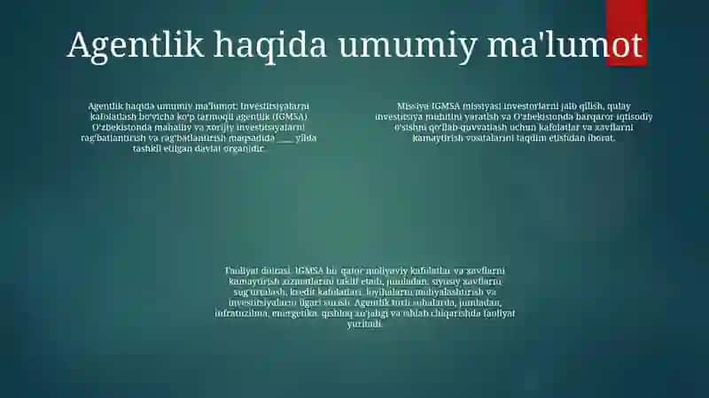 Investitsiyalarni Kafolatlash BoʻYicha KoʻP Tarmoqli Agentlik 3