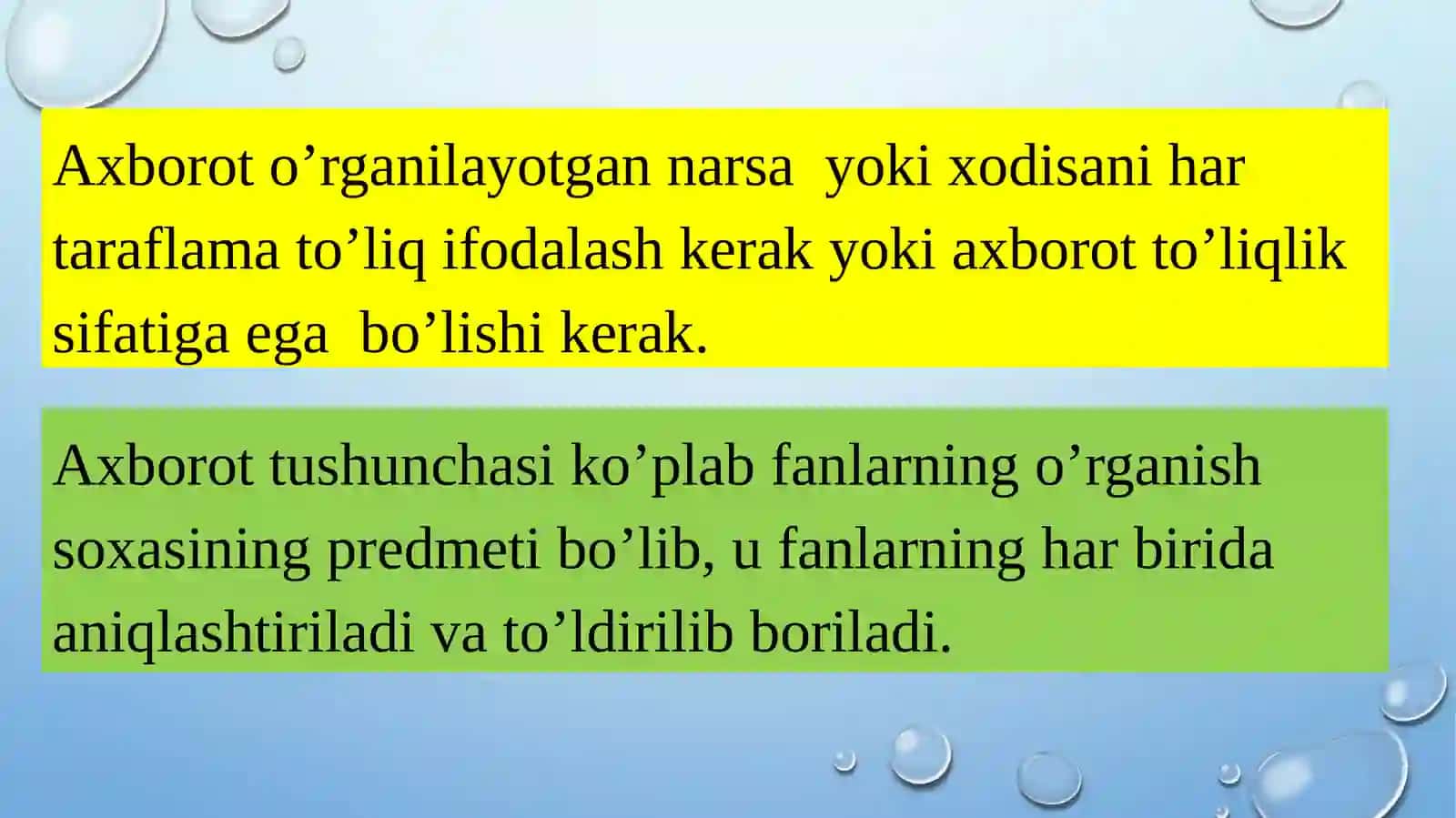 Axborot turlari. Sanoq sistemalari. Texnika xavfsizligi 3