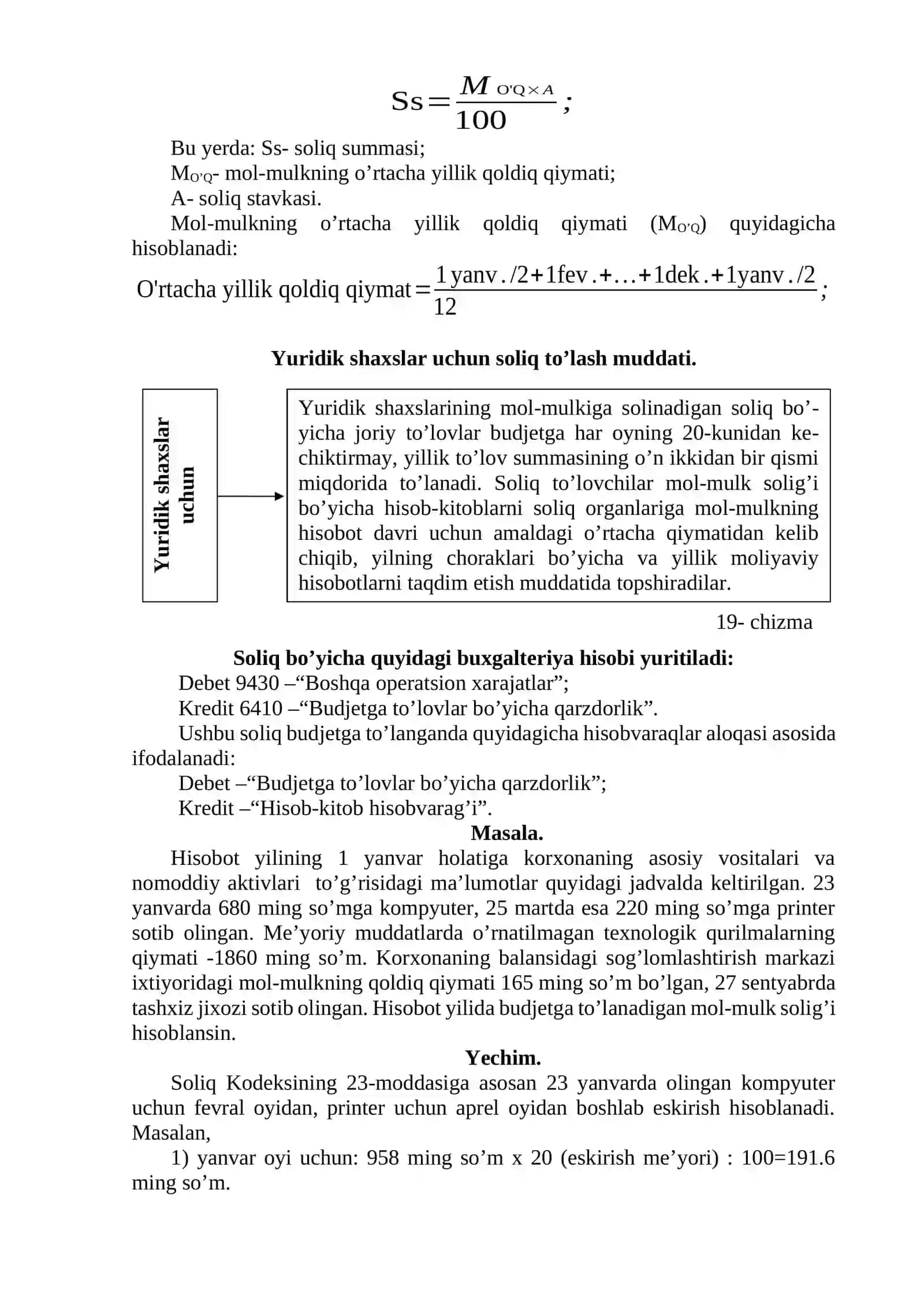 Yuridik shaxslarning mol-mulkiga solinadigan soliqni hisoblash va budjetga to’lash tartibi 3