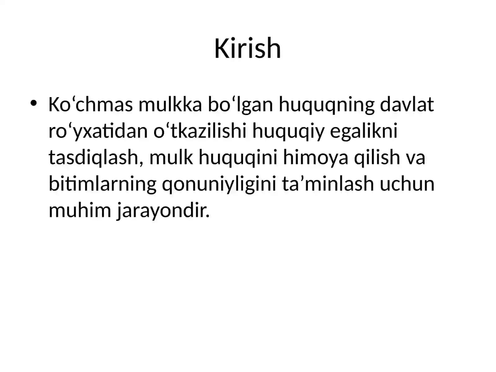 Ko‘chmas mulkka bo‘lgan huquqning davlat ro‘yxatidan o‘tkazilishi 3