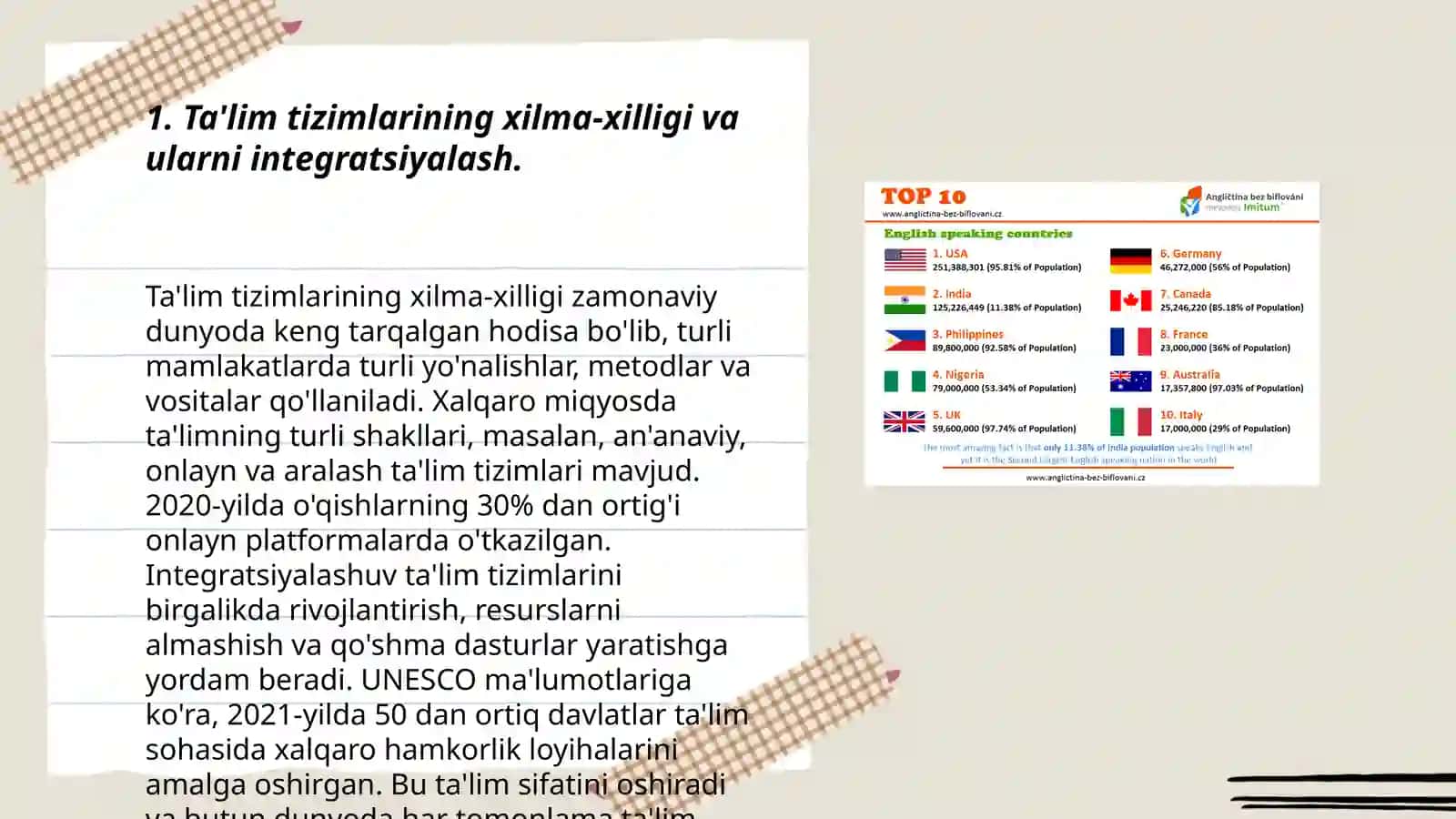 Jahon mamlakatlarida ta'limni integratsiyalash va differensiyalashtirish muammolari 3