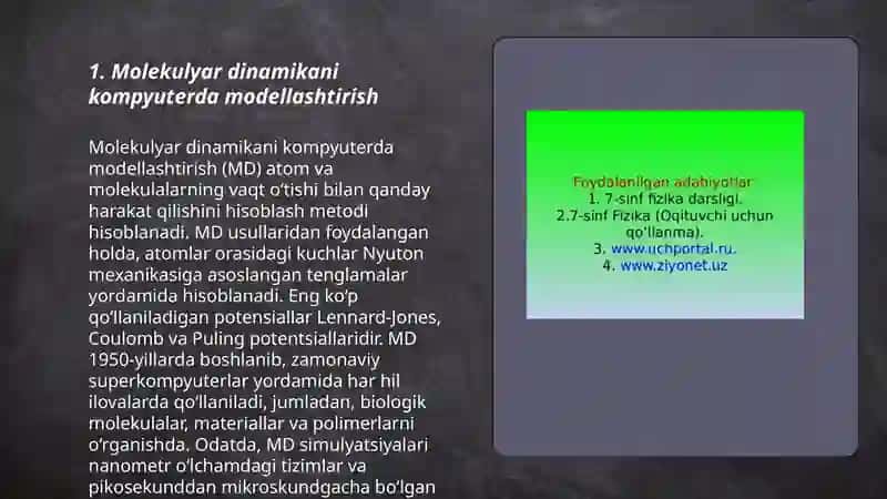 Molekulyar dinamikani kompyuterda modellashtirish 3