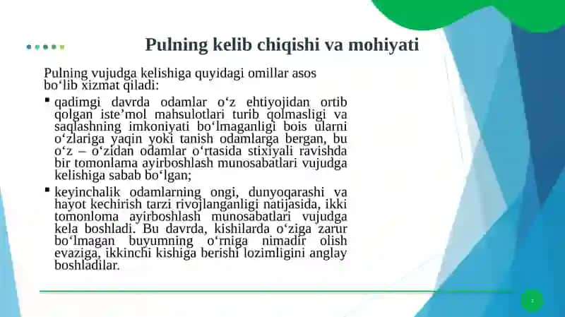 PUL, UNING MOHIYATI VA XUSUSIYATLARI 3