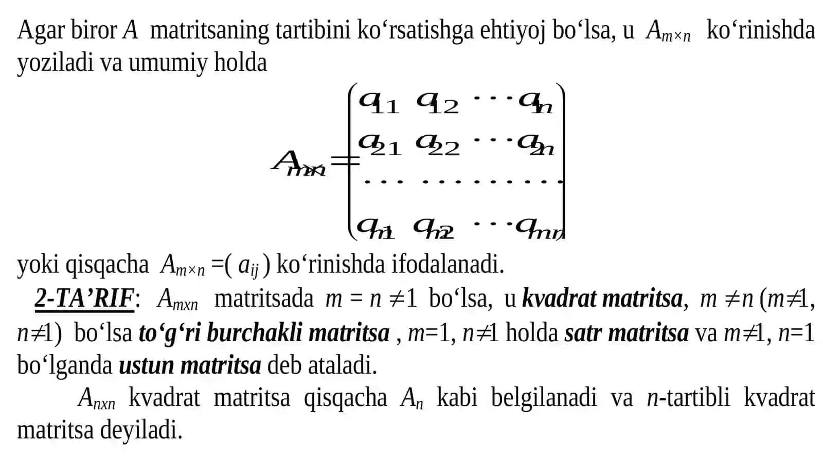 MATRITSALAR VA ULAR USTIDA AMALLAR 3