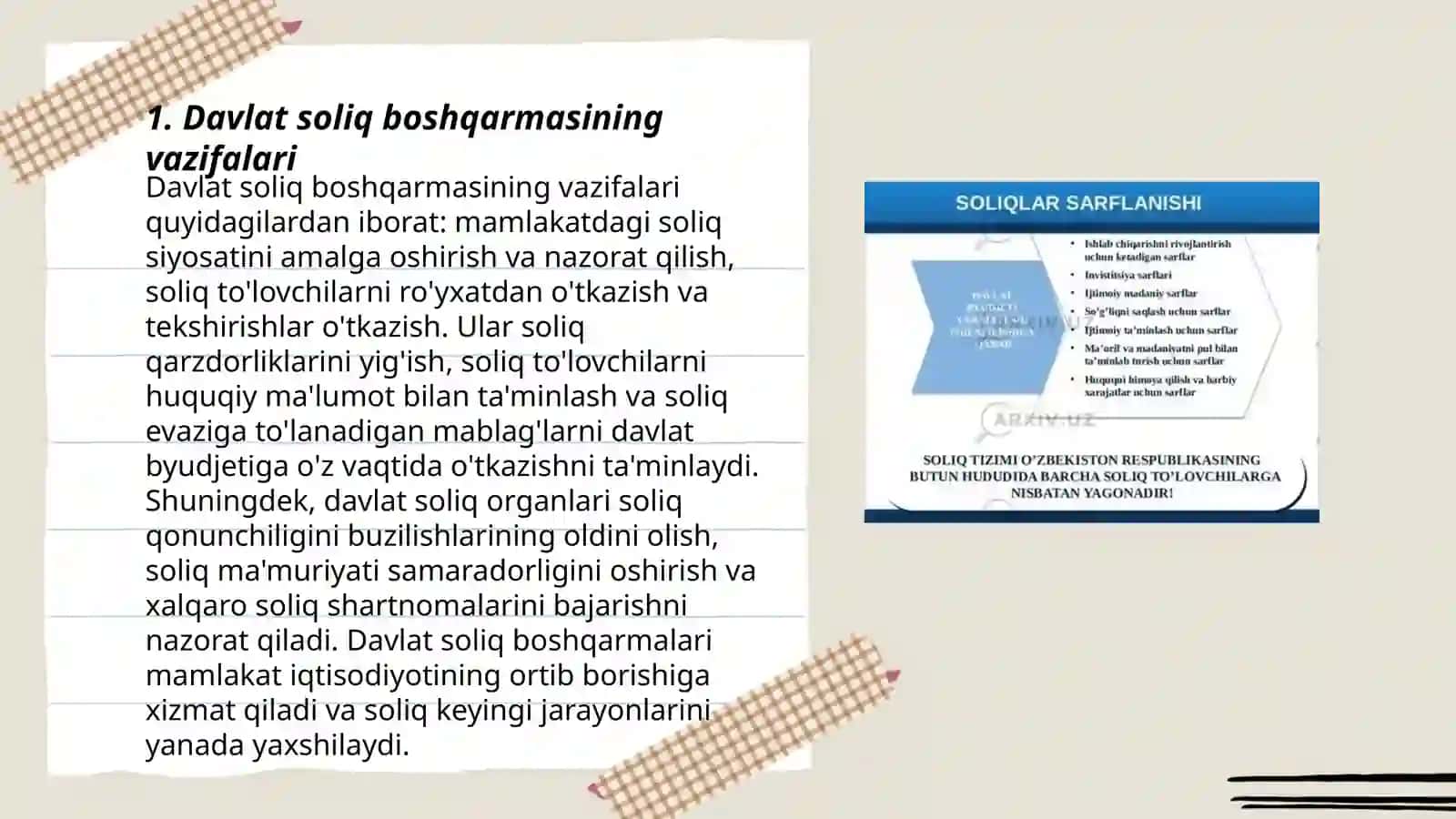 Davlat soliq boshqarmasida malakaviy amaliyot o’taganlik to’g’risida xisobot 3