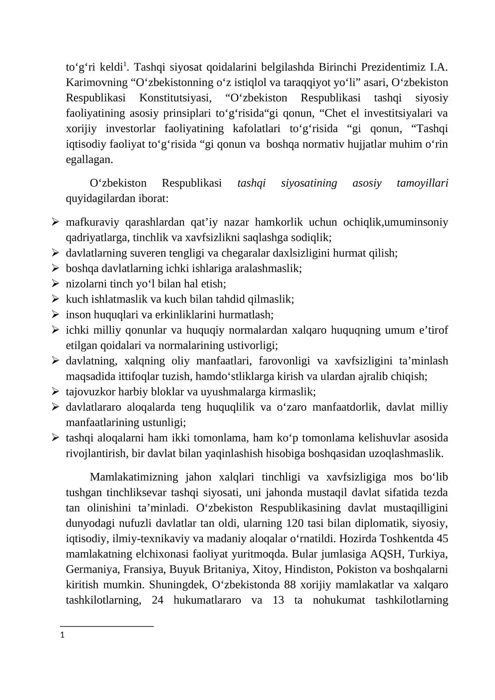 11-mavzu. O‘zbekistonning xalqaro aloqalari va jahon hamjamiyatidagi o‘rni 3