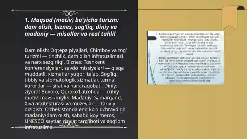 Turizm sohasining tasniflanishi va turlari 3