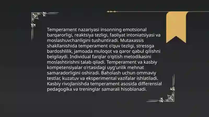 Temperament xususiyatlarining mutaxassis shakllanishidagi o'rni 3