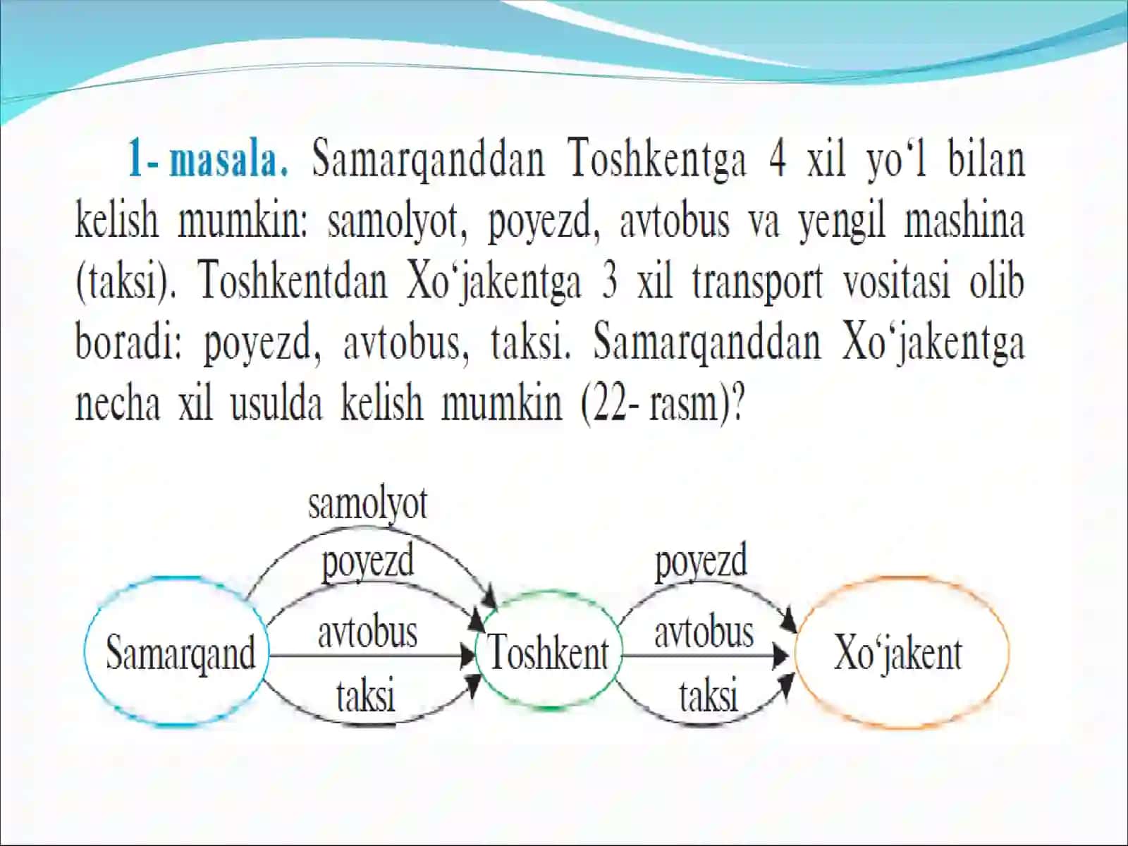 KOMBINATORIKA ELEMENTLARI, O`RIN ALMASHTIRISH VA GURUHLASH 3