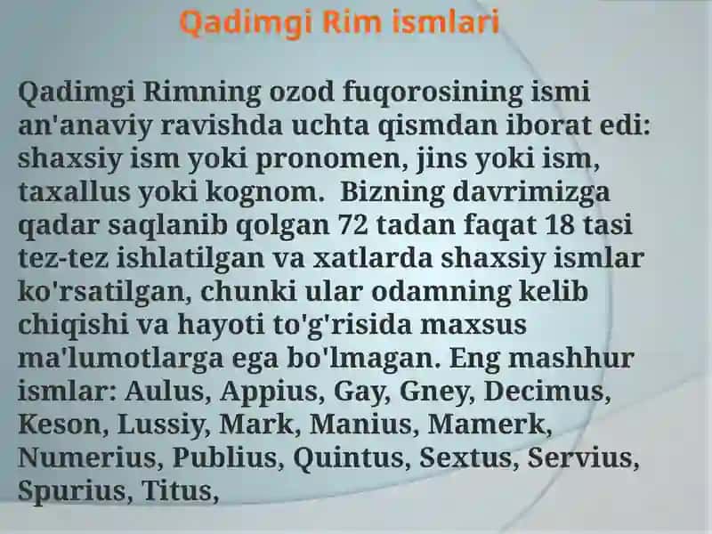 Qadimgi Rim Ismlari 3