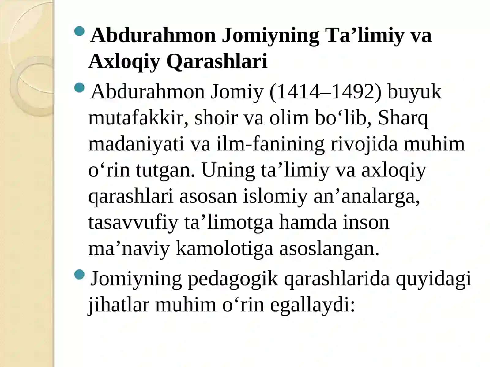 Abdurahmon Jomiyning Ta’limiy va Axloqiy Qarashlari 3