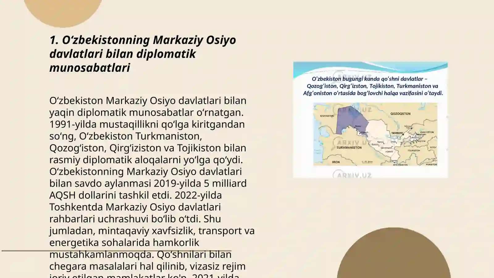 Oʻzbekistonning Markaziy Osiyoda tinchlik va barqarorlikni taʼminlashda oʻrni 3