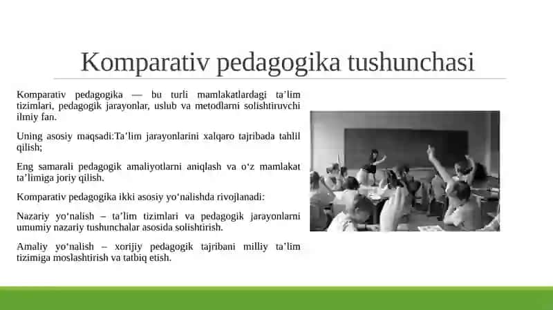 KOMPARATIV PEDAGOGIKA NAZARIY ASOSLARI VA FANLARARO BOG‘LIQLIK 3