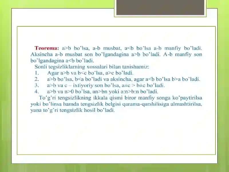 UMUMTA’LIM MAKTABLARIDA TENGSIZLIKLARNI O’QITISHDA GRAFIK USULLARDAN FOYDALANISH METODIKASI 3