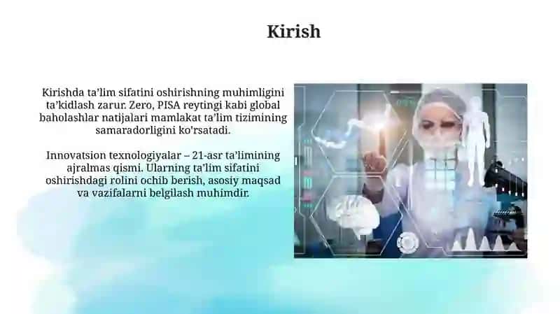 Innovatsion texnologiyalar ta'lim sifatini oshirish manbai sifatida 3