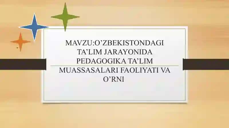O'zbekistondagi Ta'lim jarayonida Pedagogika Ta'lim Muassasalari Faoliyati va O'rni 3