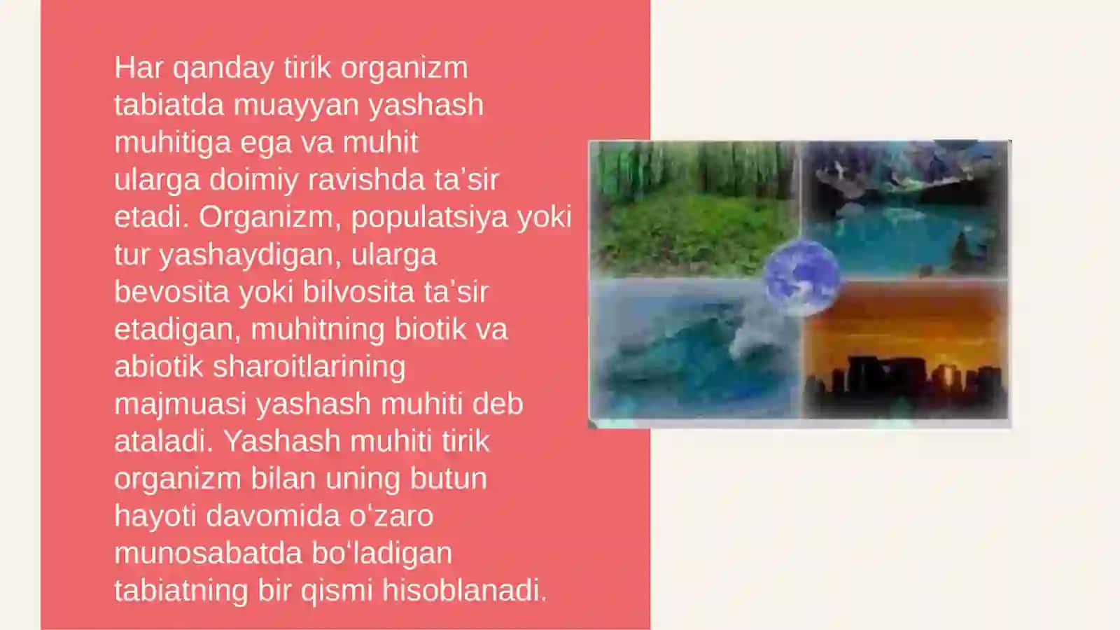 Mavzu: Muhit va ekologik omillar. Muhitga organizmlarning moslashishi 3