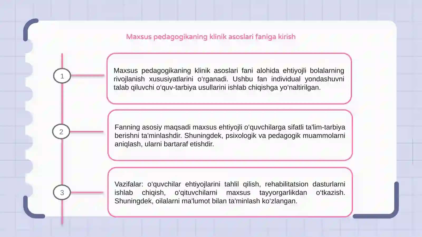 Maxsus pedagogikaning klinik asoslari fanining maqsad va vazifalari 3