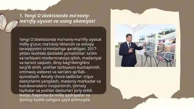 Yangi O'zbekistonda amalga oshirilayotgan ma’naviy o'zgarishlar 3