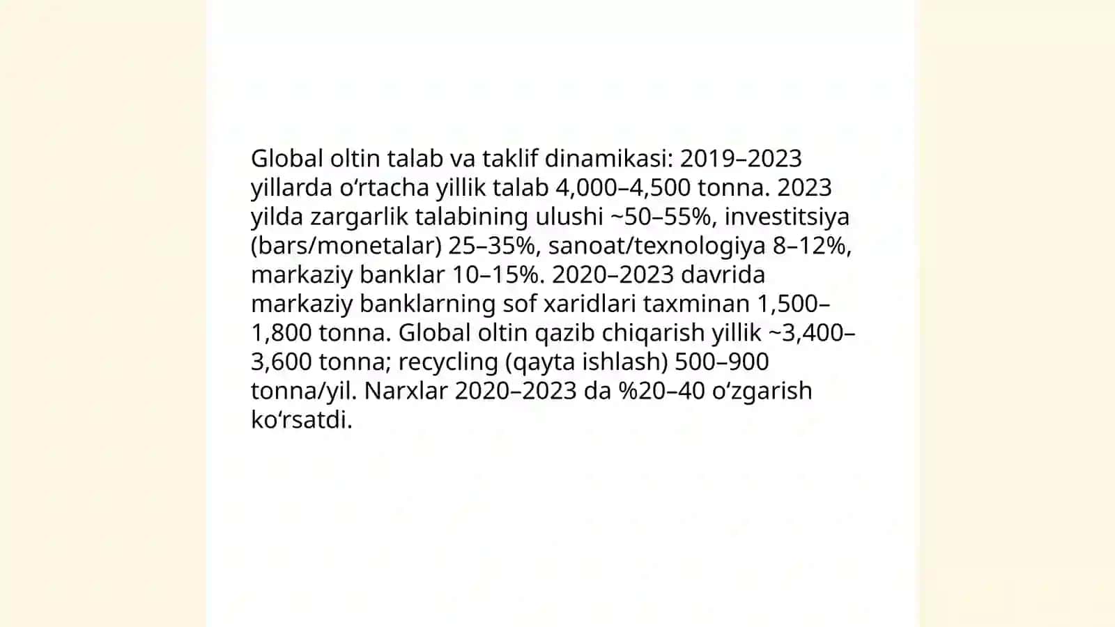 Global oltin bozori rivojlanishining zamonaviy tendensiyalari 3