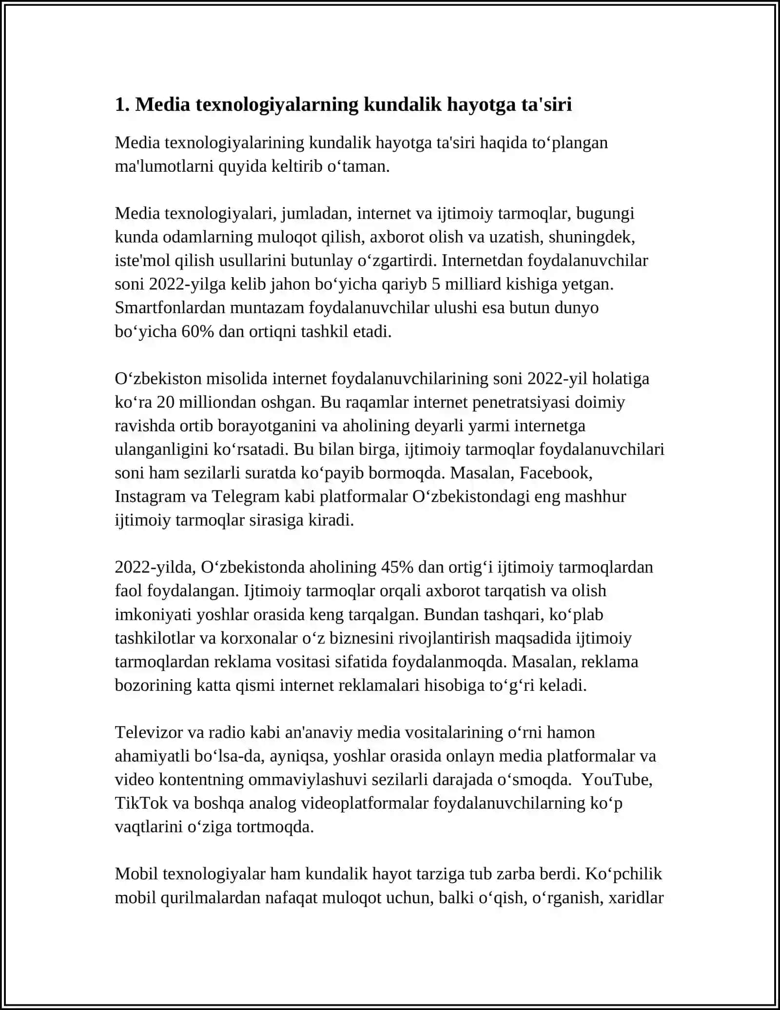 MEDIA TEXNOLOGIYALAR KUNDALIK HAYOTDA 3