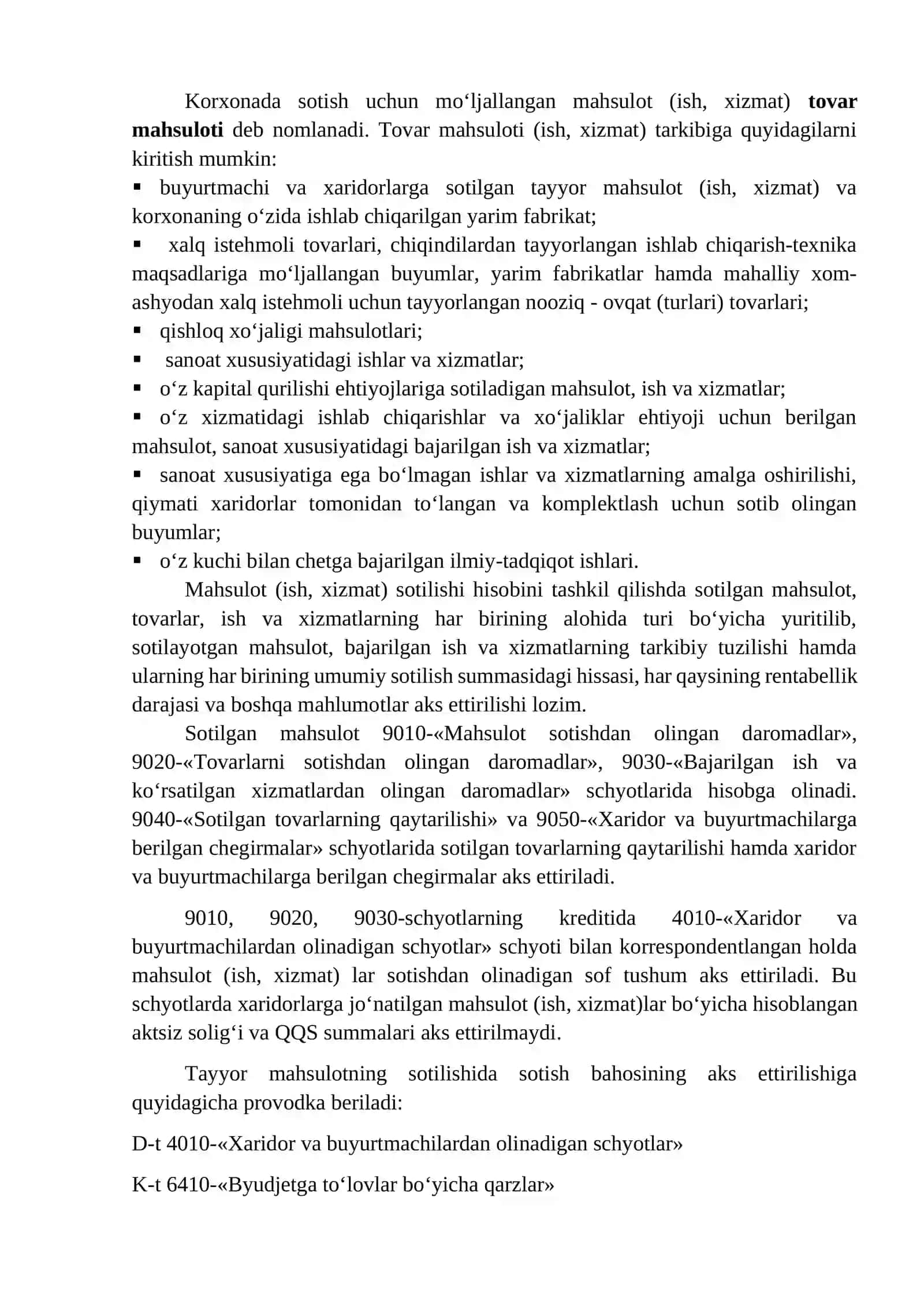 Tayyor mahsulot(tovar,ish va xizmat)larni sotilishini hisobga olish 3
