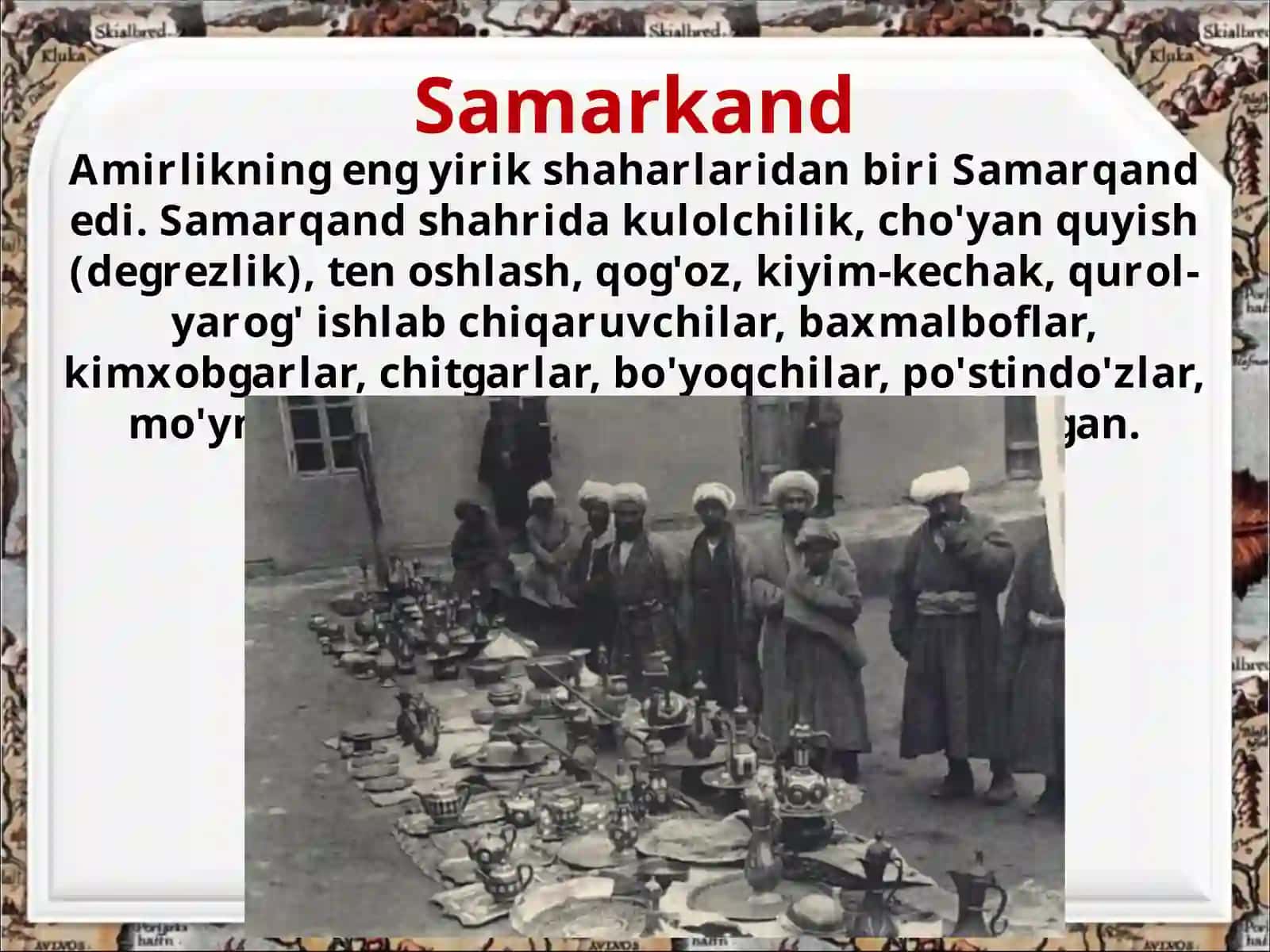 Amirlik shaharlari hayoti va savdo-sotiqishlari 3