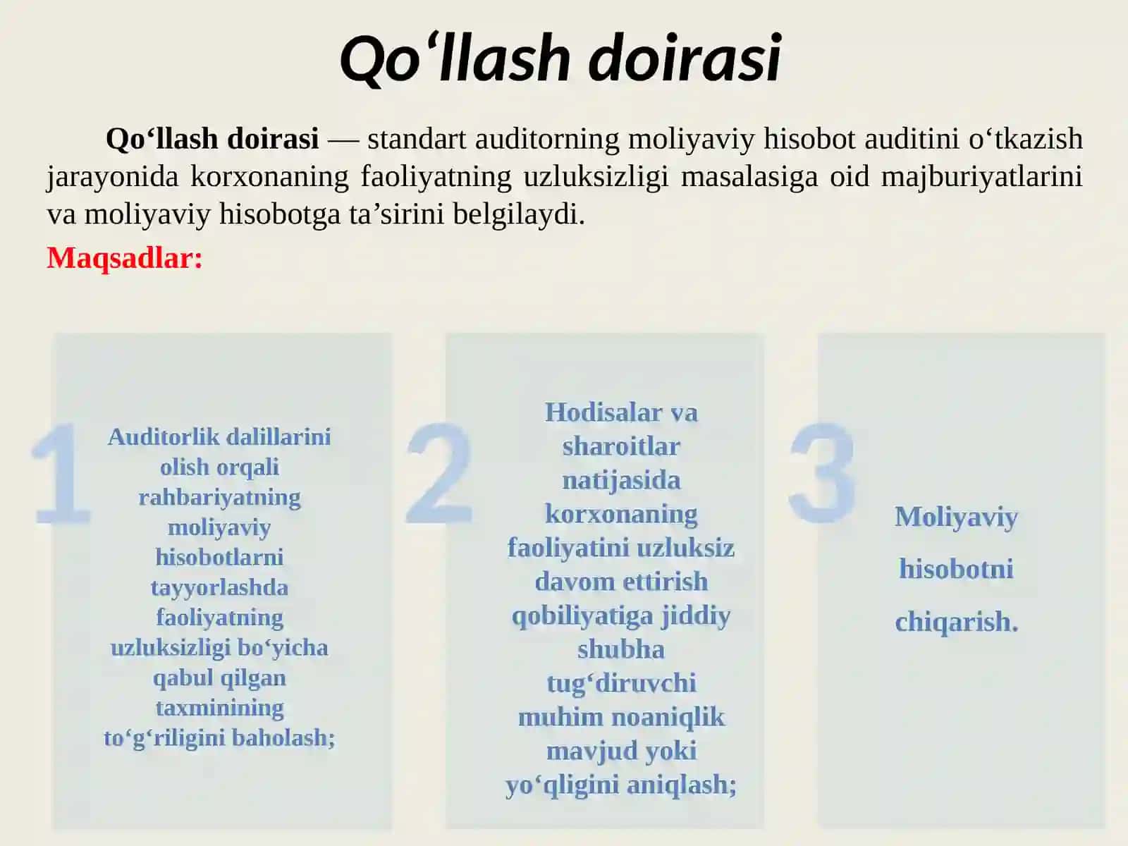 MSA (ISA) 570 (qayta ko‘rib chiqilgan) “Faoliyatning uzluksizligi” 3