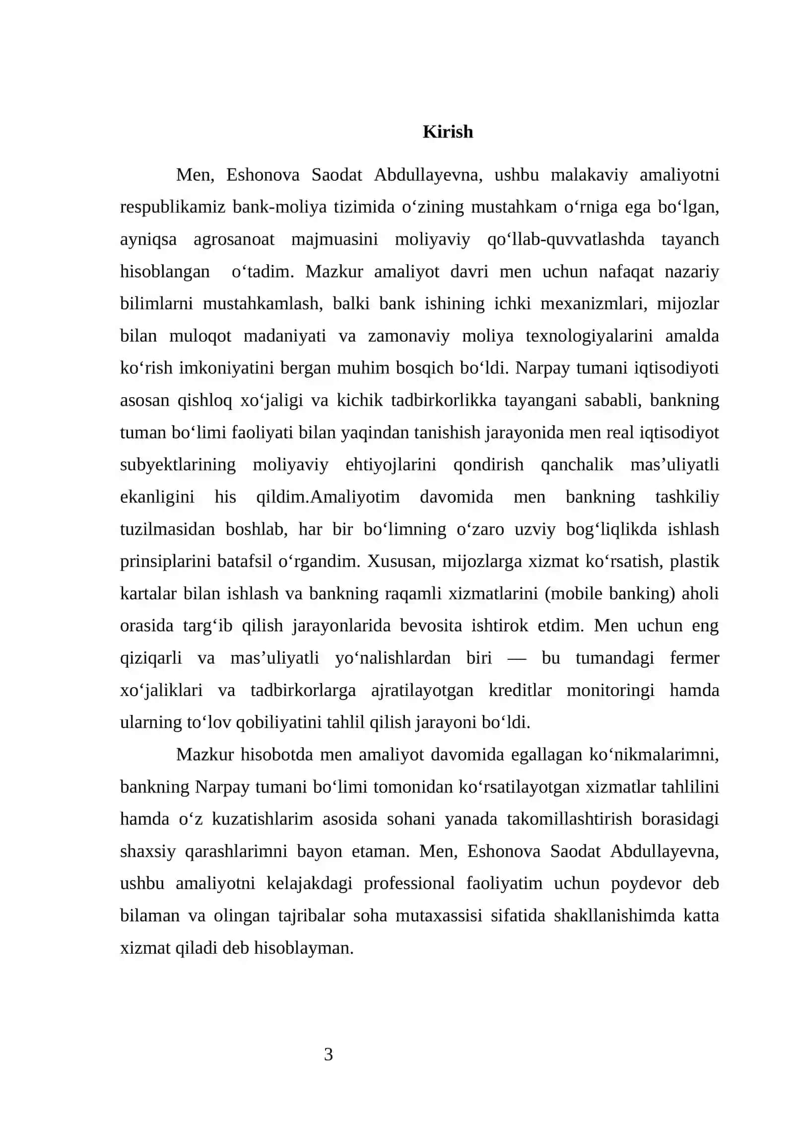 “AGROBANK” ATB  SAMARQAND VILOYATI NARPAY TUMANI BOSHQARMASI MISOLIDA 3
