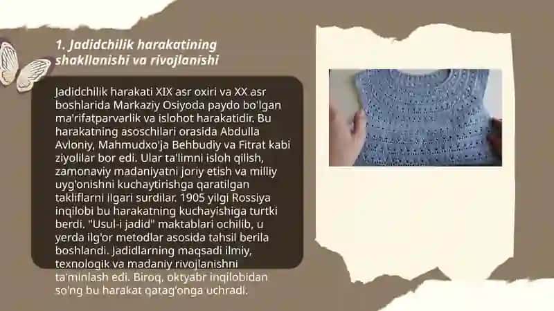 Jadid ma'rifatparvarlarining o'lka ijtimoiy-ma'naviy hayotda tutgan òrni(Munavvar Qori, Fitrat, Behbudiy, Avloniy va boshqalar) 3