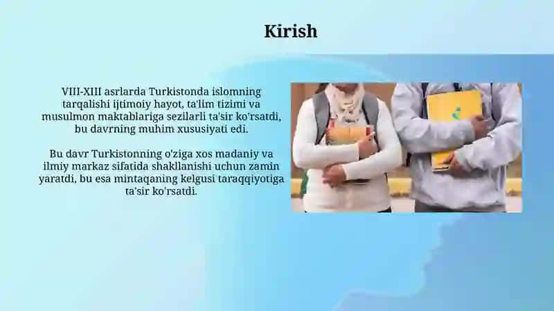 Turkistonda 8-13- asrlarda ijtimoiy hayot maorif tizimi va musulmon maktablarida taʼlim 3