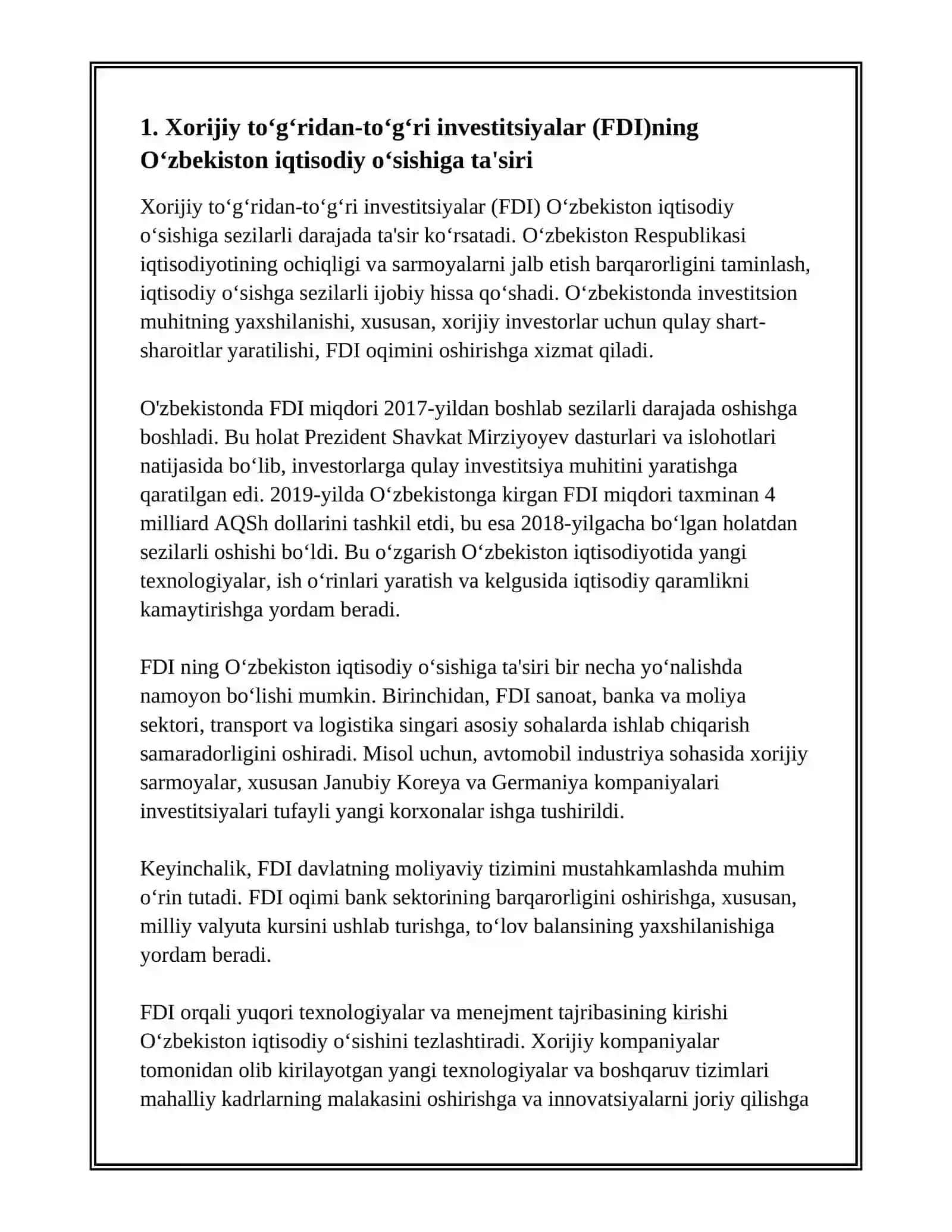 ÒZBEKISTON IQTISODIYOTIDA INVESTITSIYA FAOLLIGI VA UNING ÒSISHGA TASIRI 3