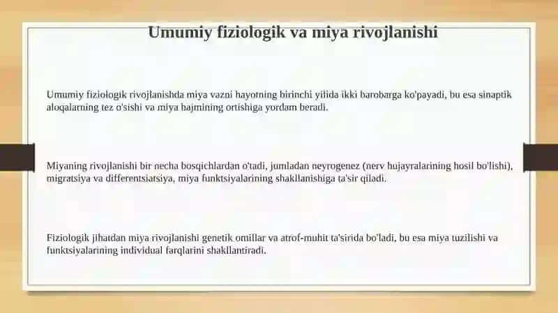 Umumiy fiziologik va miya rivojlanishi 3
