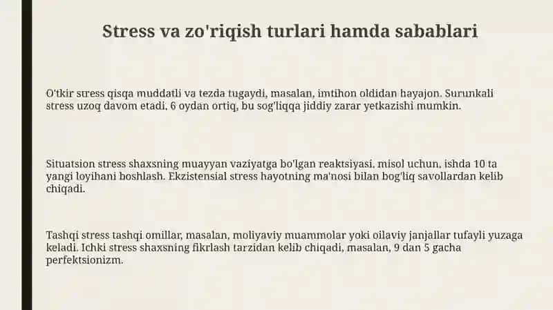 Xarxilzoʻriqish va Stressni Bartaraf Etish 3