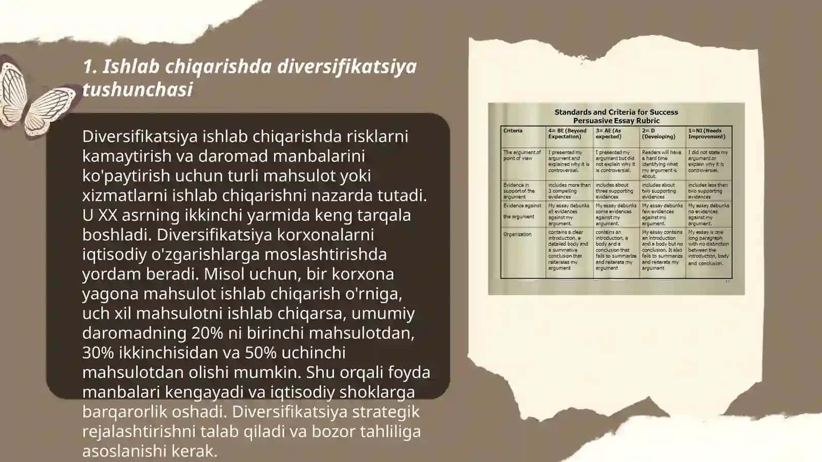 Ishlab chiqarish diversifikatsiyasini amalga oshirish sharoitlari va me'zonlari 3