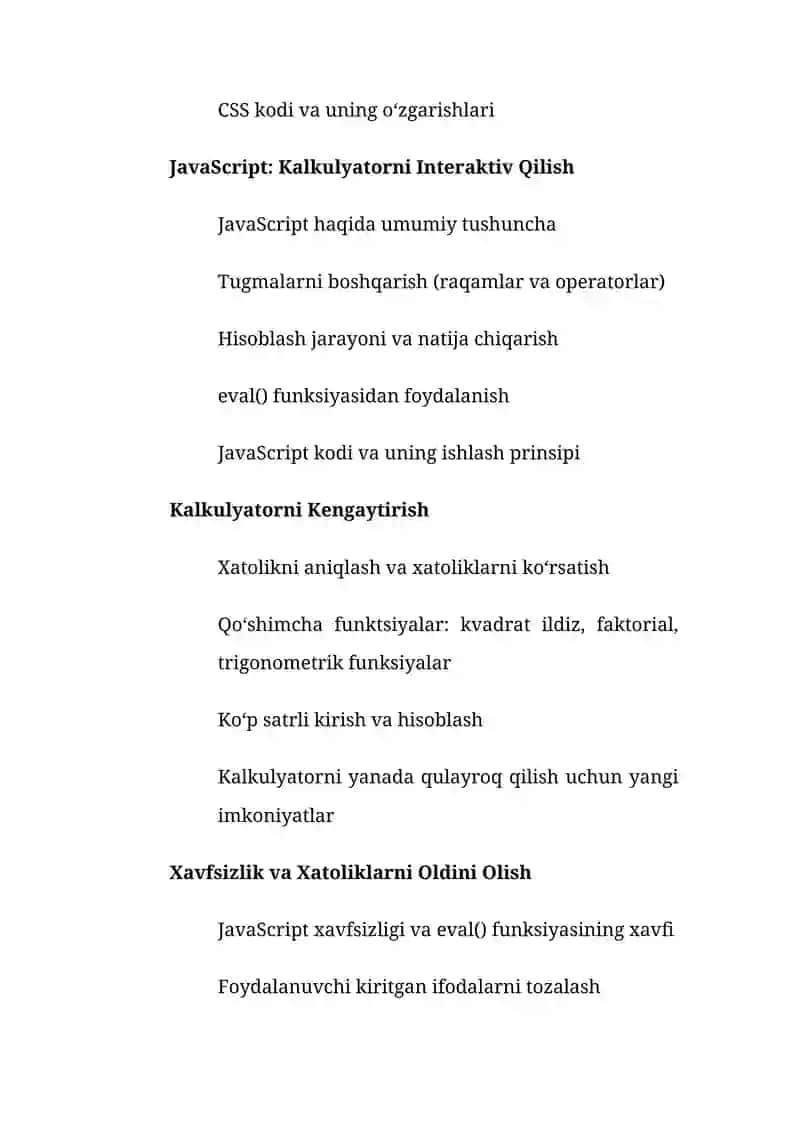 HTML va JavaScript yordamida kalkulyator yaratish 3