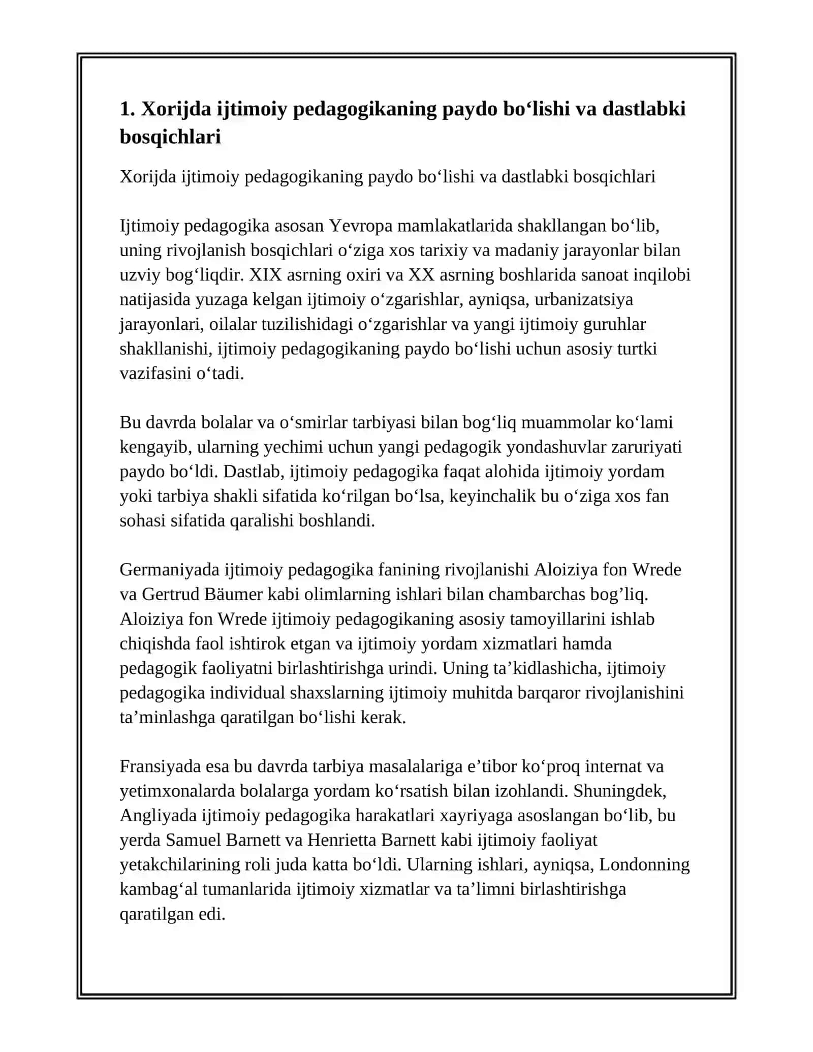 XORIJDA IJTIMOIY PEDAGOGOKA TARAQQIYOTINING ASOSIY BOSQICHLARI 3