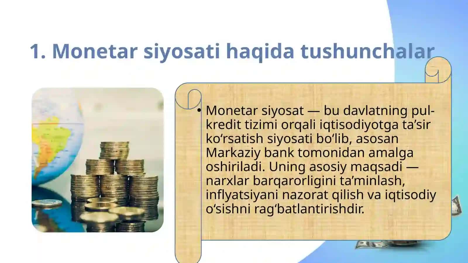 Moneter siyosatining asosiy prinsiplari va koʼrsatkichlari 3