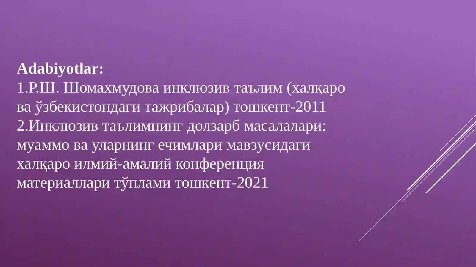 Umum ta’lim maktablarida imkoniyati cheklangan bolalar uchun o'quv jarayonini tashkil etish 3