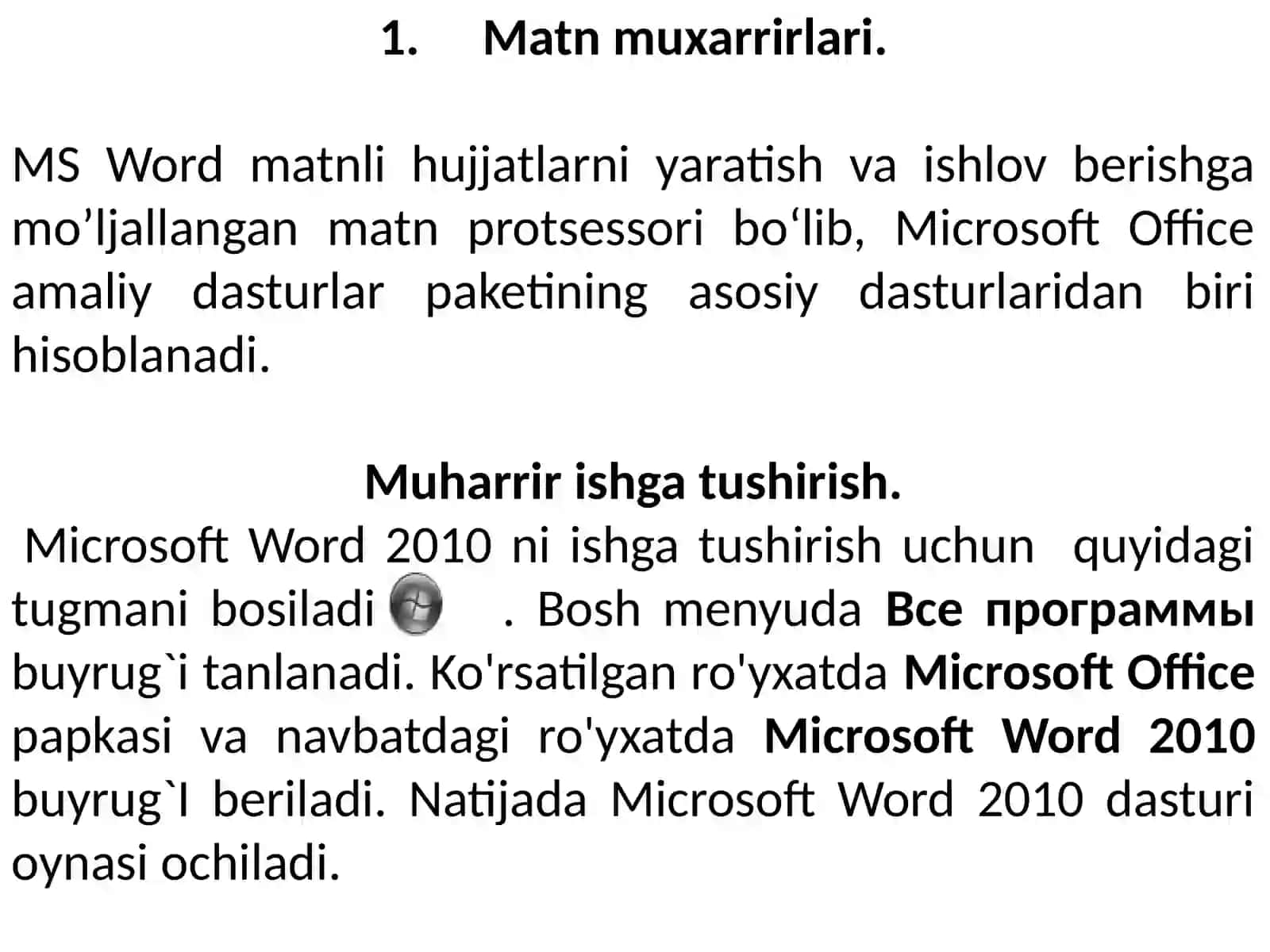Mutaxassislik masalalarida axborot texnologiyalarini qo’llash. Matn va taqdimot muxarrirlari 3