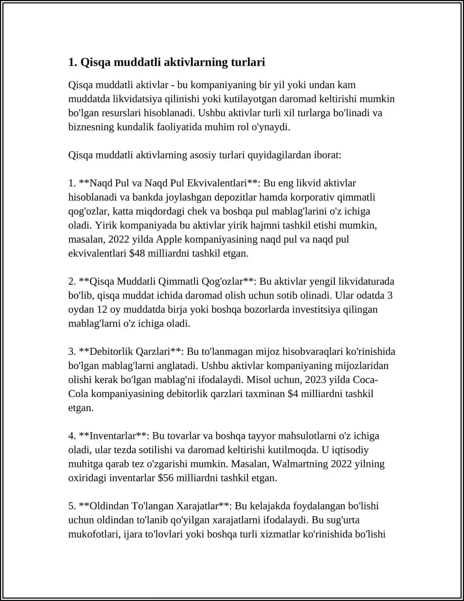 QISQA MUDDATLI AKTIVLAR 3