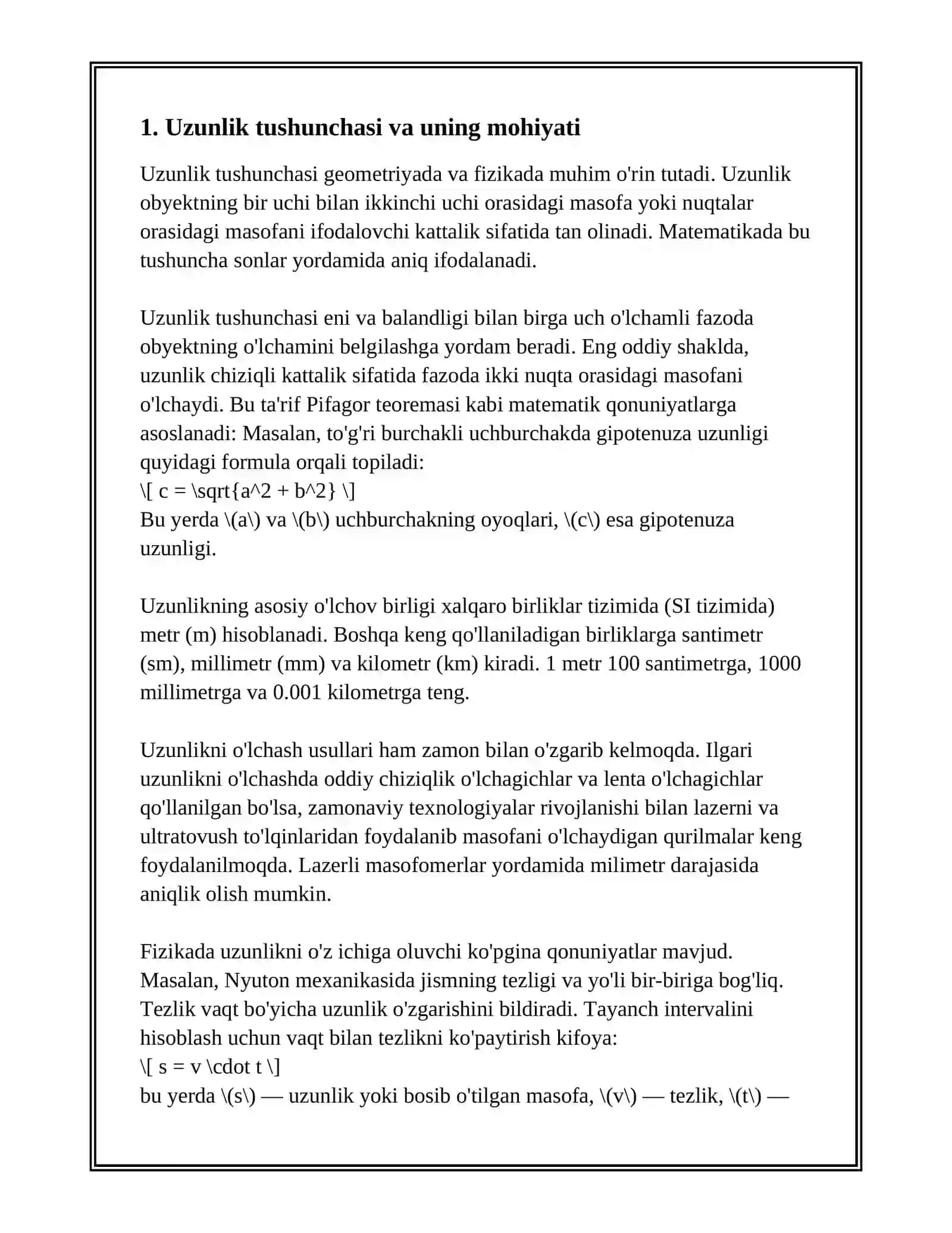 UZUNLIK VA UNING OLCHOV BIRLIKLARINI OQITISH METODIKASI 3