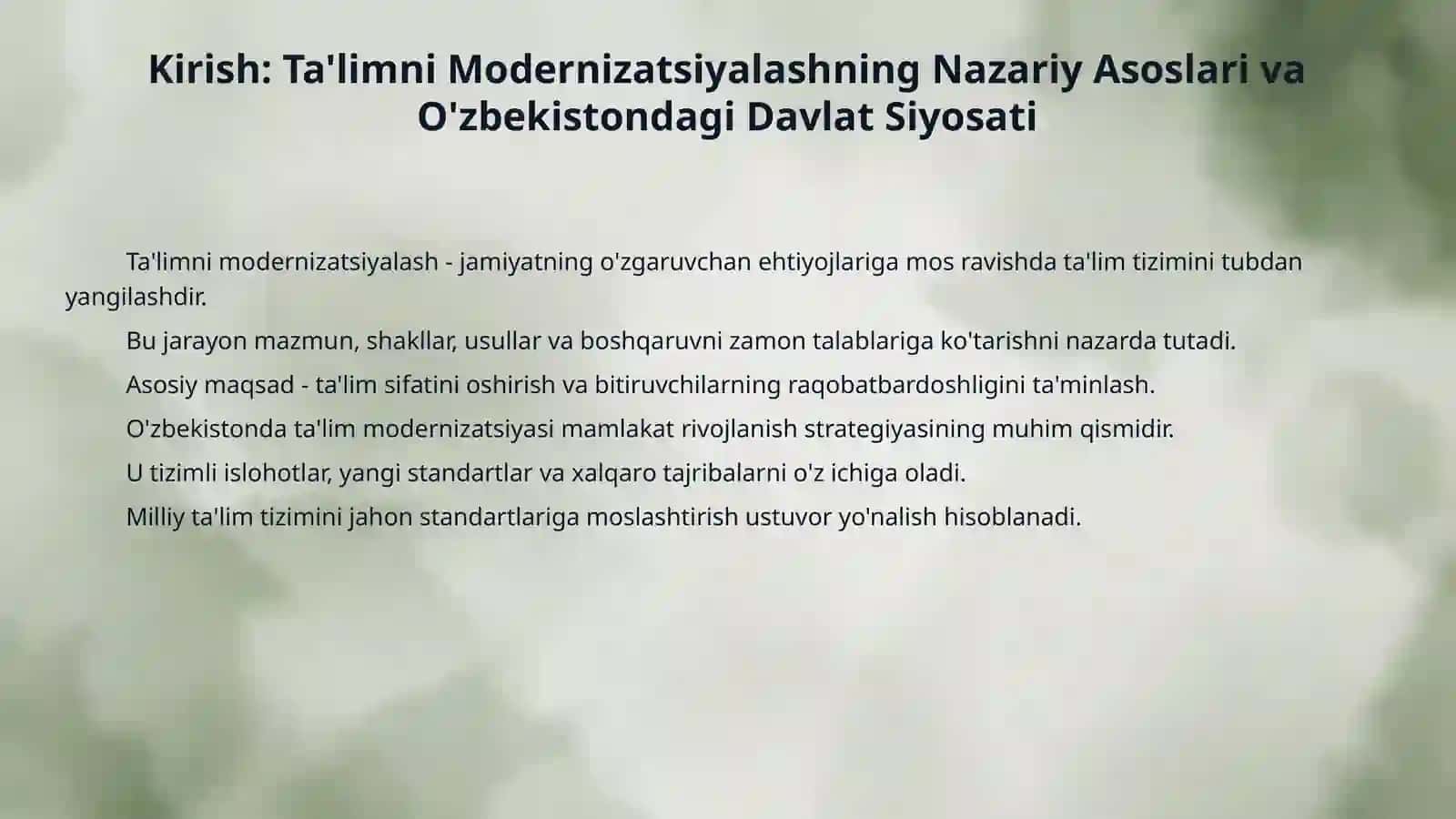 O‘zbekistonda ta’lim tizimini modernizatsiyalash jarayonlari. 3