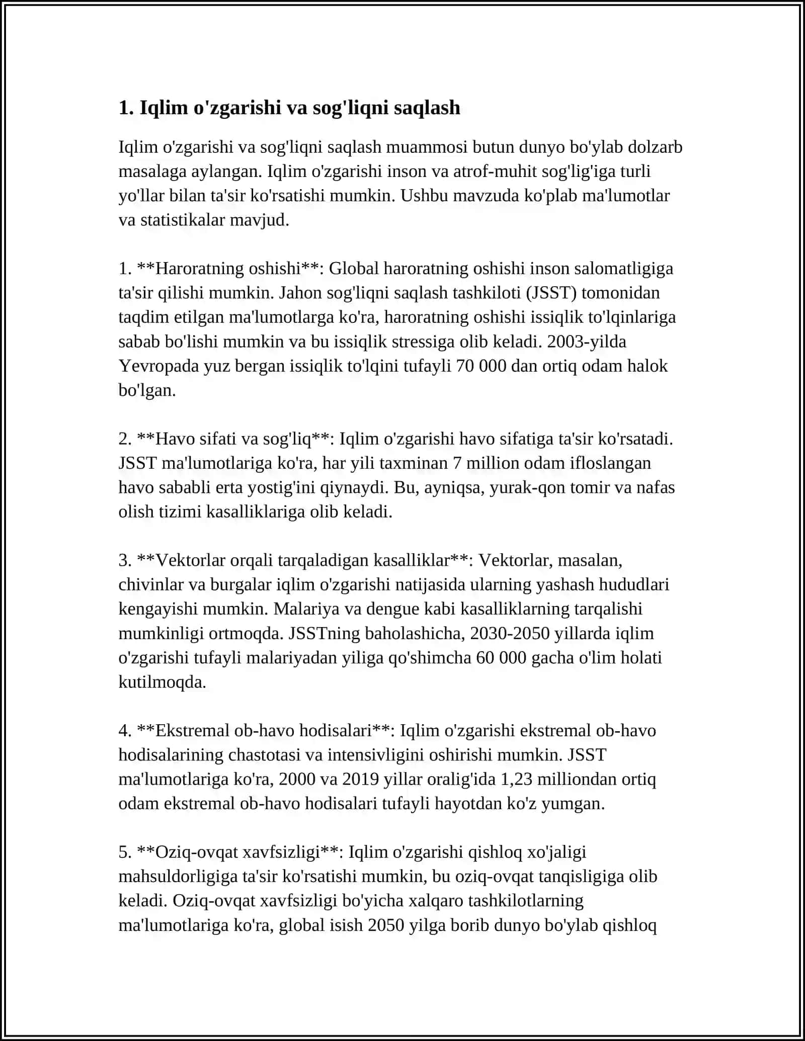 IQLIM OʻZGARISHI VA TIBBIY GEOGRAFIK MUAMMOLAR 3