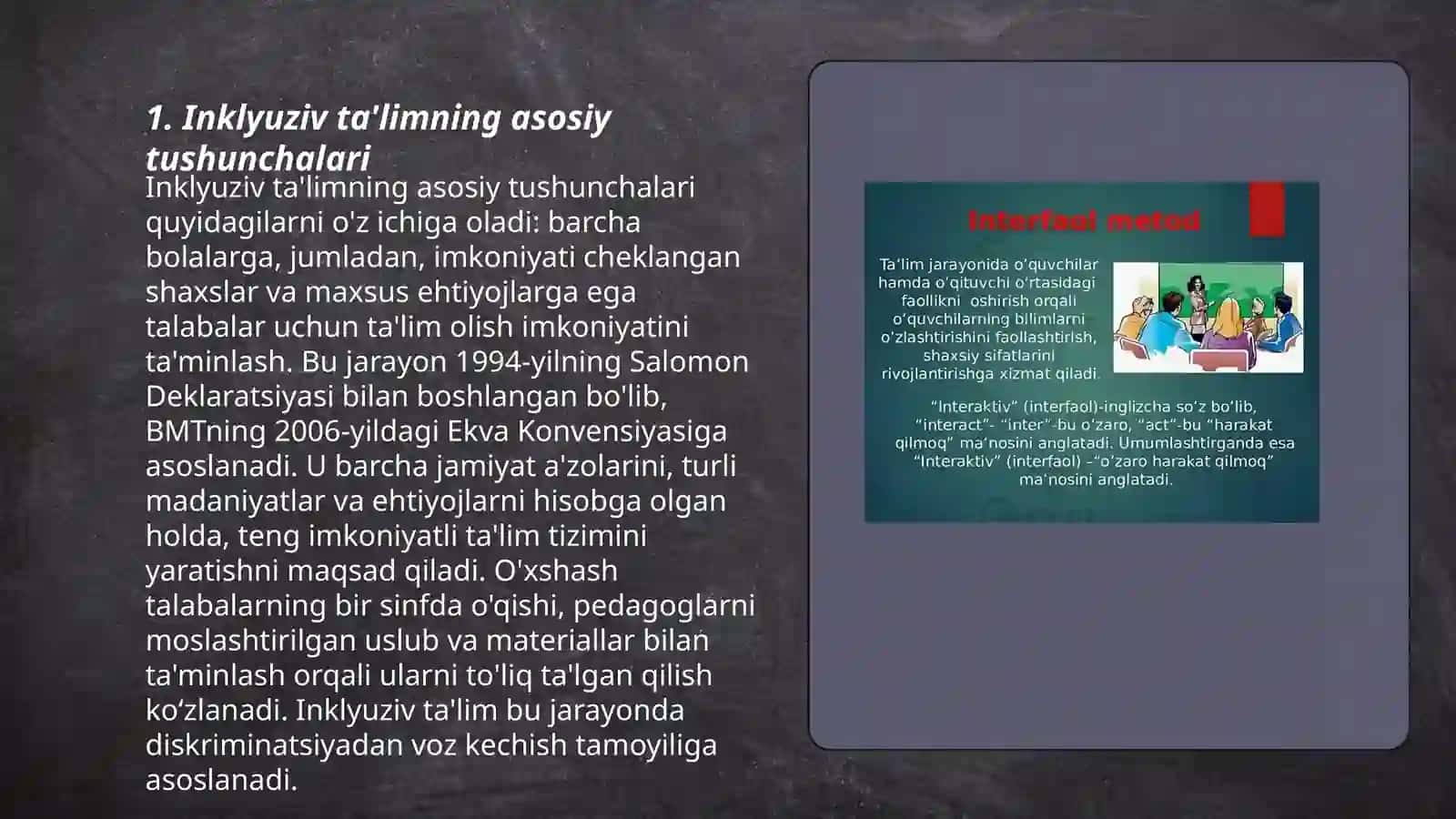 Alohida talim ehtiyojlari bólgan bolani samarali inklyuziyasi uchun ichki sharoitlar 3