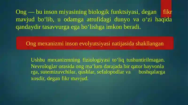 MAVZU. ONG TARAQQIYOTI VA ONGSIZLIK 3