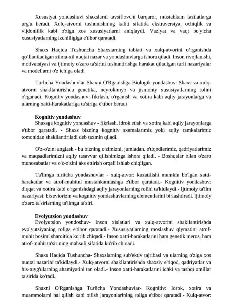 Shaxs Haqida Tushuncha. Shaxni O'Rganishga Turlicha Yondashuvlar 3